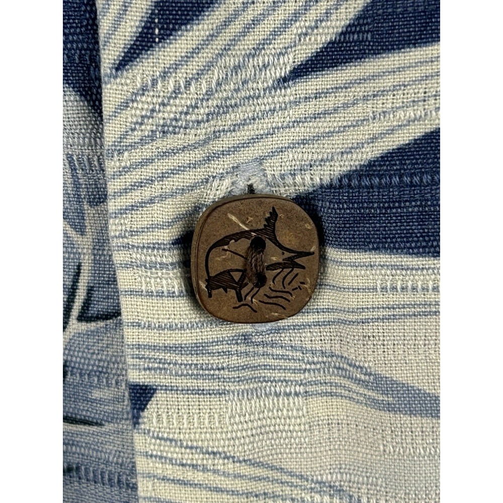 Bermuda Bay 100% Silk Hawaiian Shirt Blue White‎ Short Sleeve Button Up Size 2XL - Picture 11 of 13